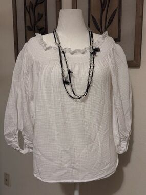 HYFVE White Ruffle-Neck Peasant Blouse